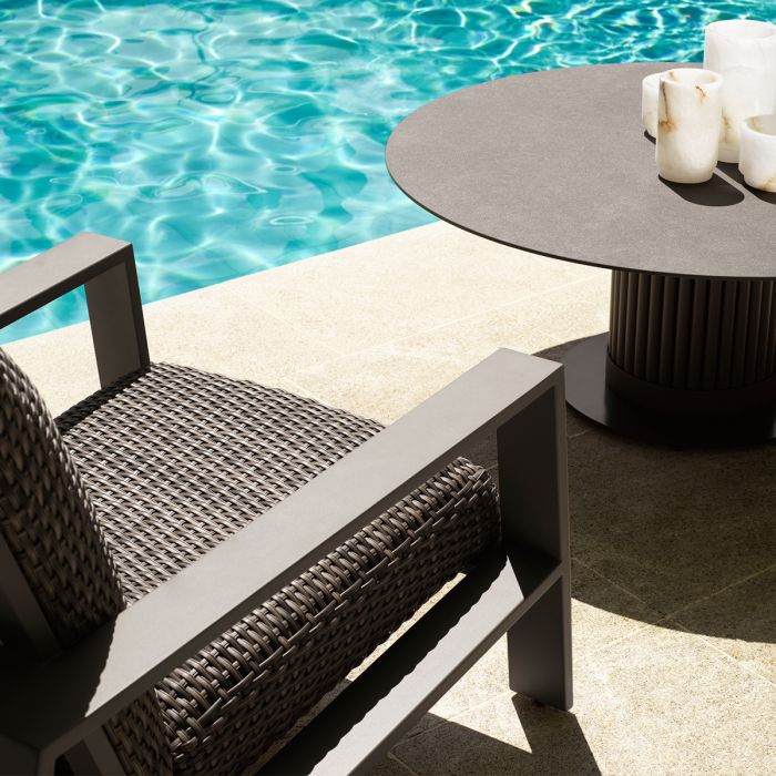 Outdoor Chair Belle Vue grey finish grey faux rattan