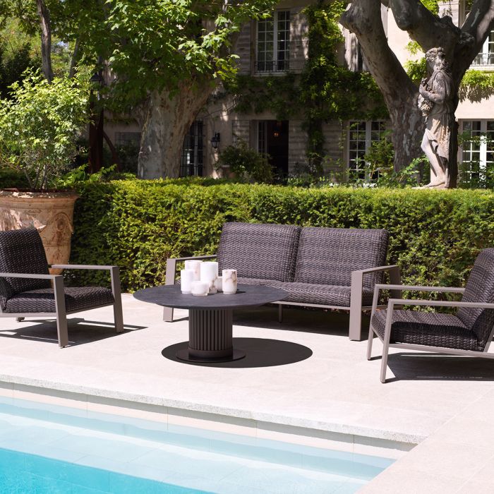 Outdoor Sofa Belle Vue grey finish grey faux rattan