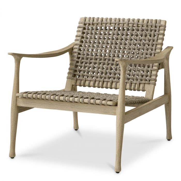 Outdoor Chair Manzo aged teak greige rope