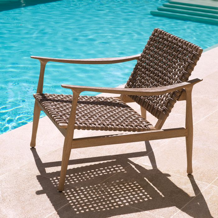 Outdoor Chair Manzo aged teak greige rope