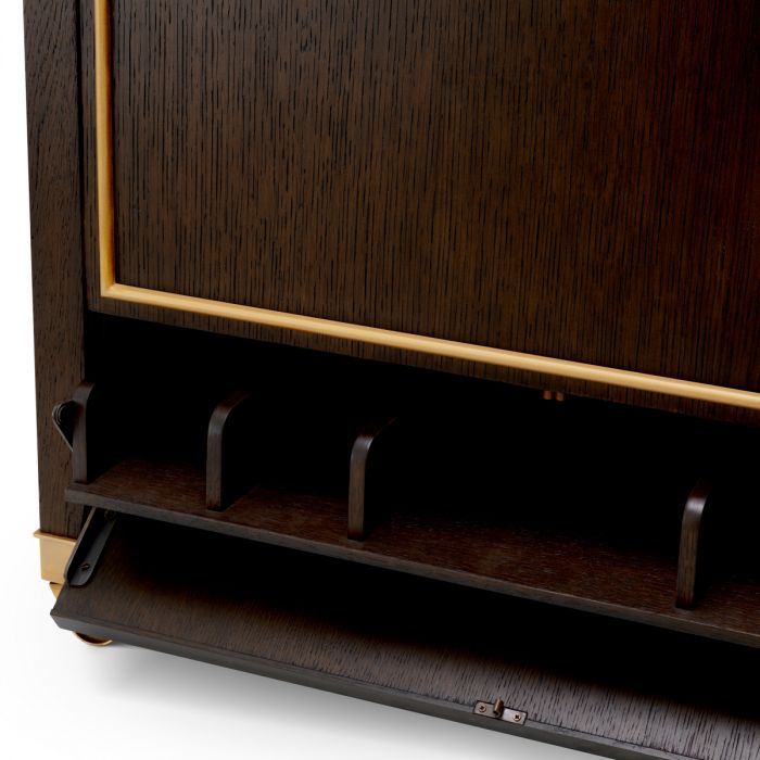 Trolley Galliano brown oak veneer brushed brass finish