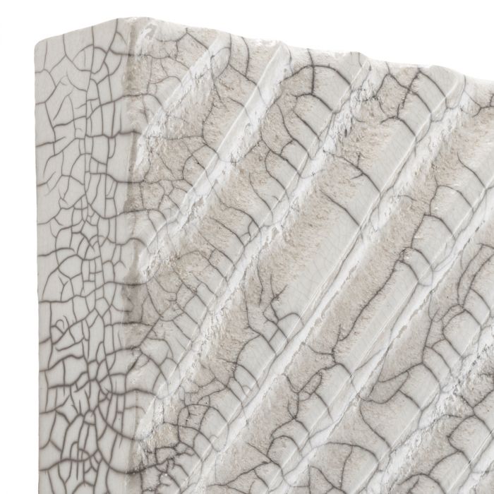 Wall Decoration Division diagonal raku ceramic crackled white