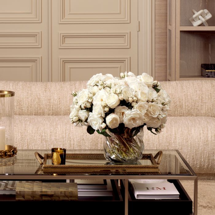 Bouquet of Peonies white tones real touch 48 pcs/2 varieties