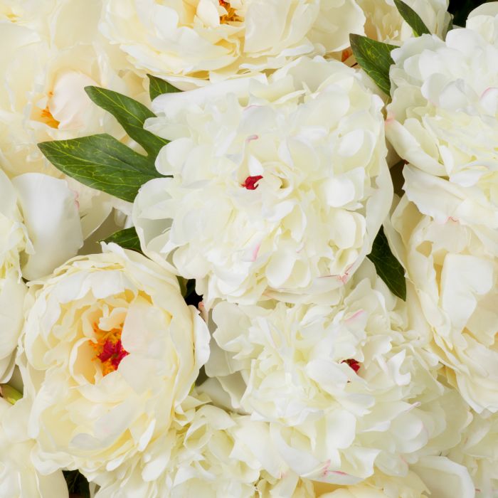 Bouquet of Peonies white tones real touch 48 pcs/2 varieties