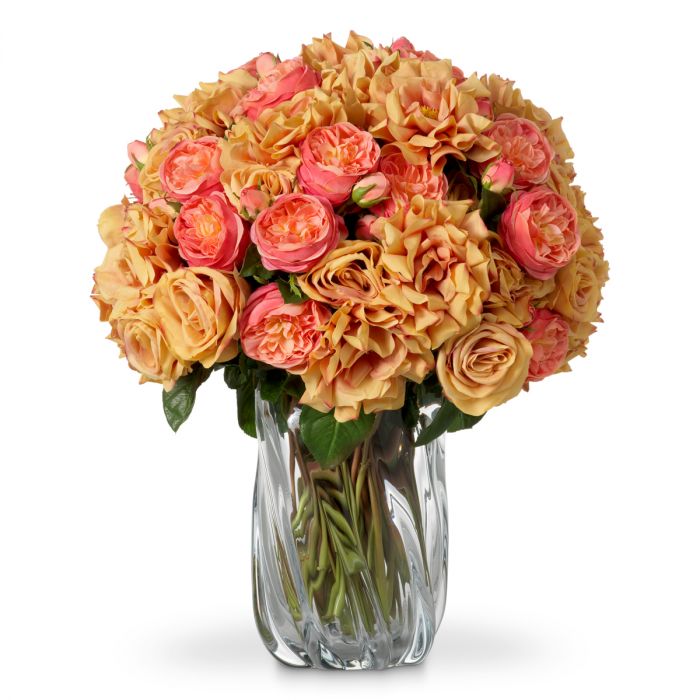 Bouquet of Roses real touch three tone peach 72 pcs/3 varieties