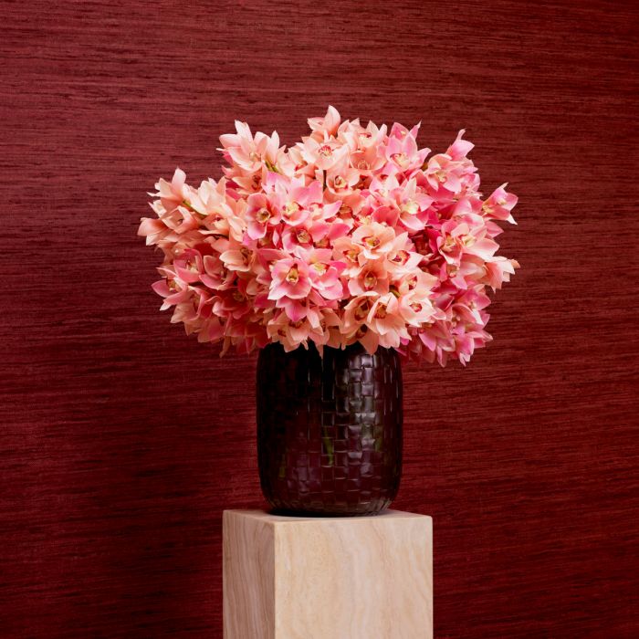 Bouquet of Cymbidium Orchids pink and peach tones real touch 36 pcs/2varieties