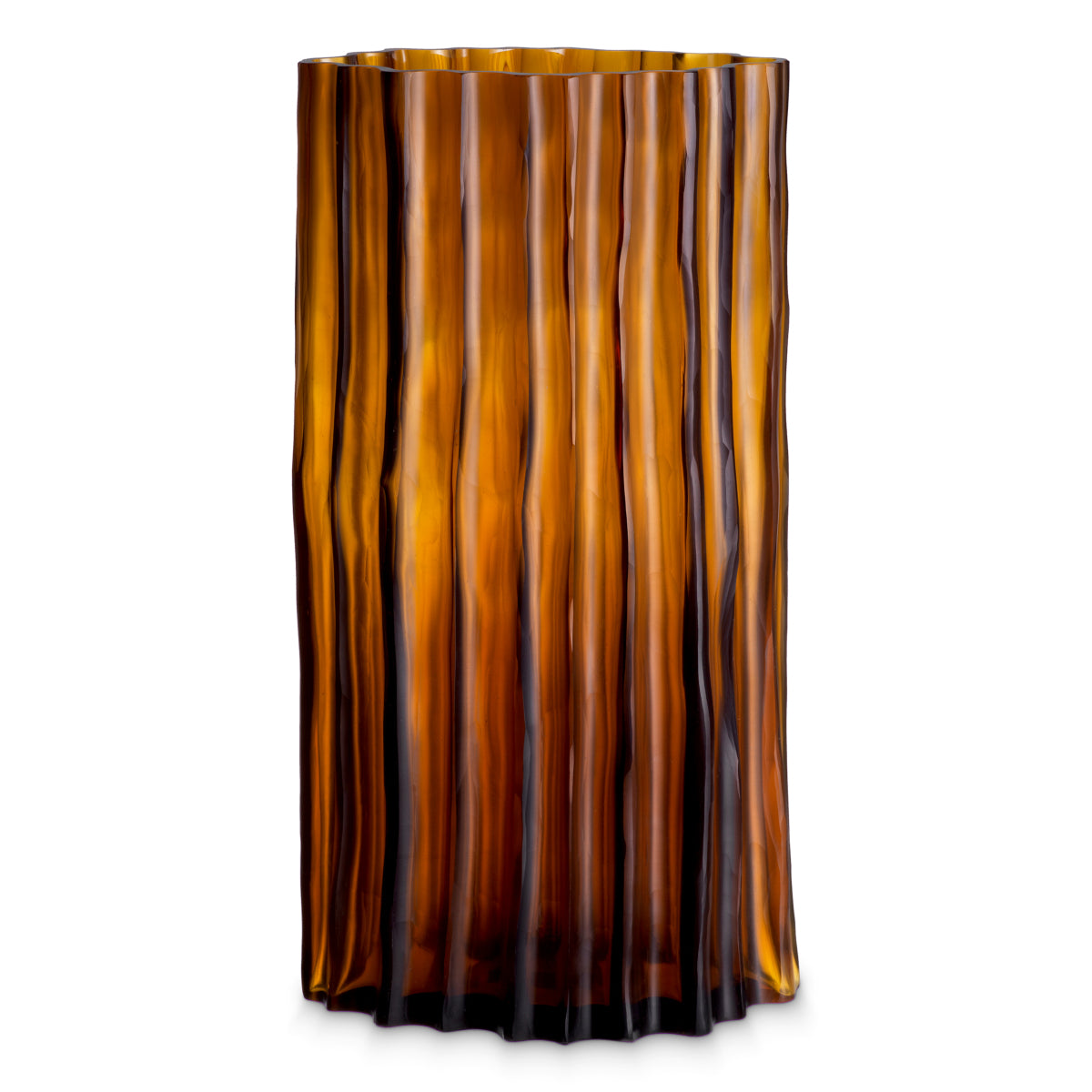 Fluted Amber Glass Vase Vivente | Eichholtzmh.com 