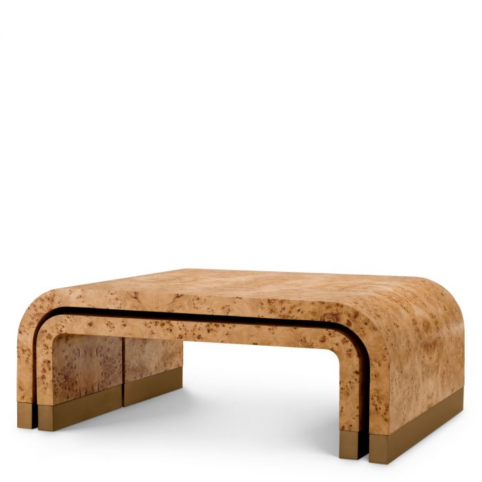 Coffee Table Quinton light brown mappa burl veneer set of 3