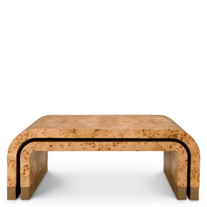 Coffee Table Quinton light brown mappa burl veneer set of 3