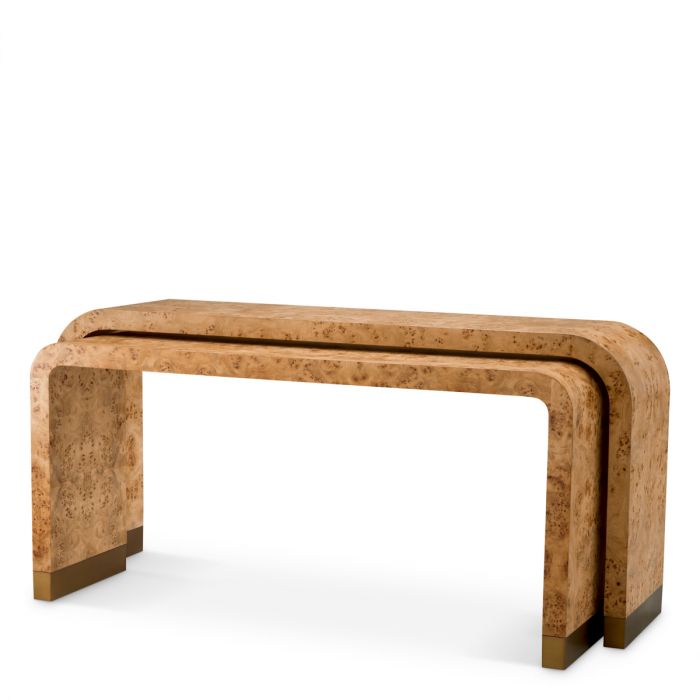 Console Table Quinton light brown mappa burl veneer set of 2
