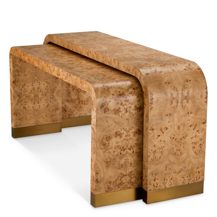 Console Table Quinton light brown mappa burl veneer set of 2