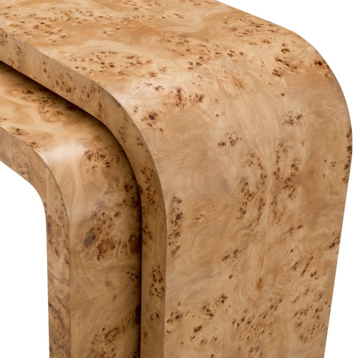 Console Table Quinton light brown mappa burl veneer set of 2