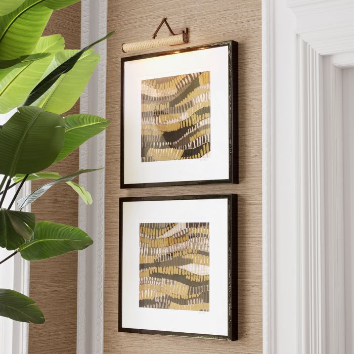 Wall Lamp Luca L rattan antique brass finish