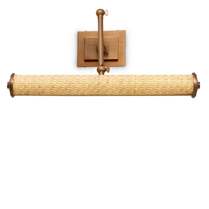Wall Lamp Luca L rattan antique brass finish