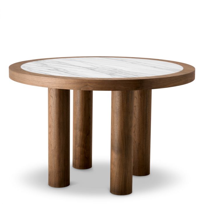 Dining Table Presedio walnut veneer biano lilac marble
