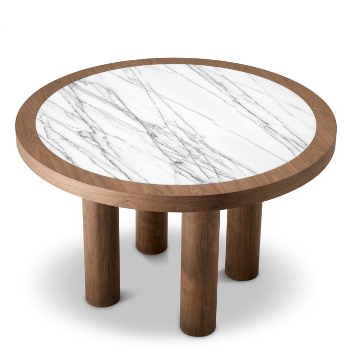 Dining Table Presedio walnut veneer biano lilac marble