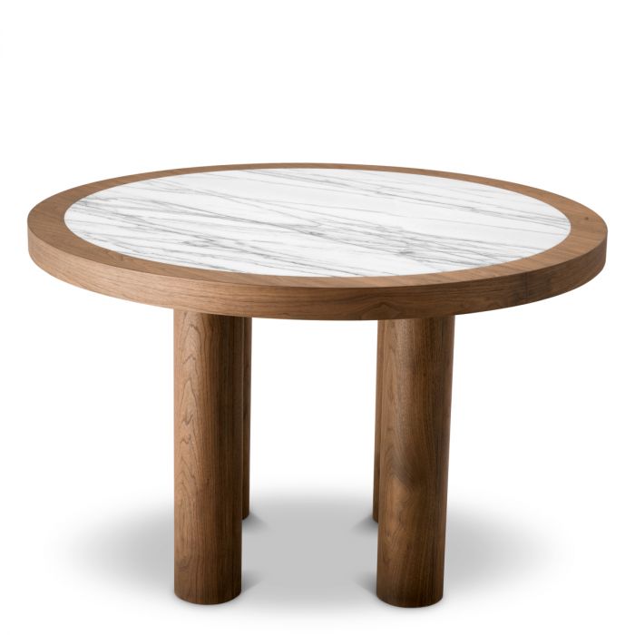 Dining Table Presedio walnut veneer biano lilac marble