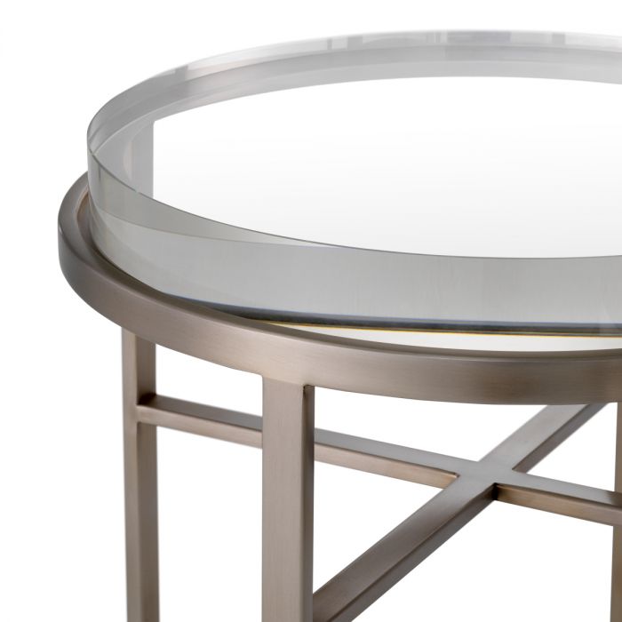 Side Table Hoxton brushed steel finish set of 2