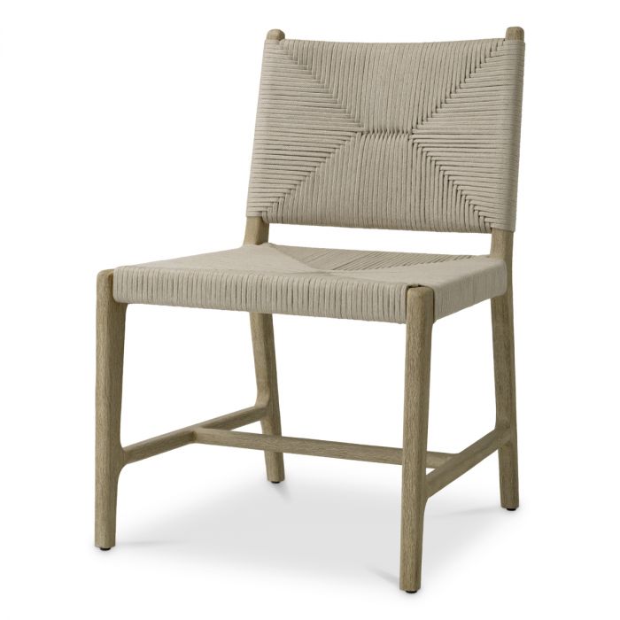 Outdoor Dining Chair Pivetti aged teak light grey rope