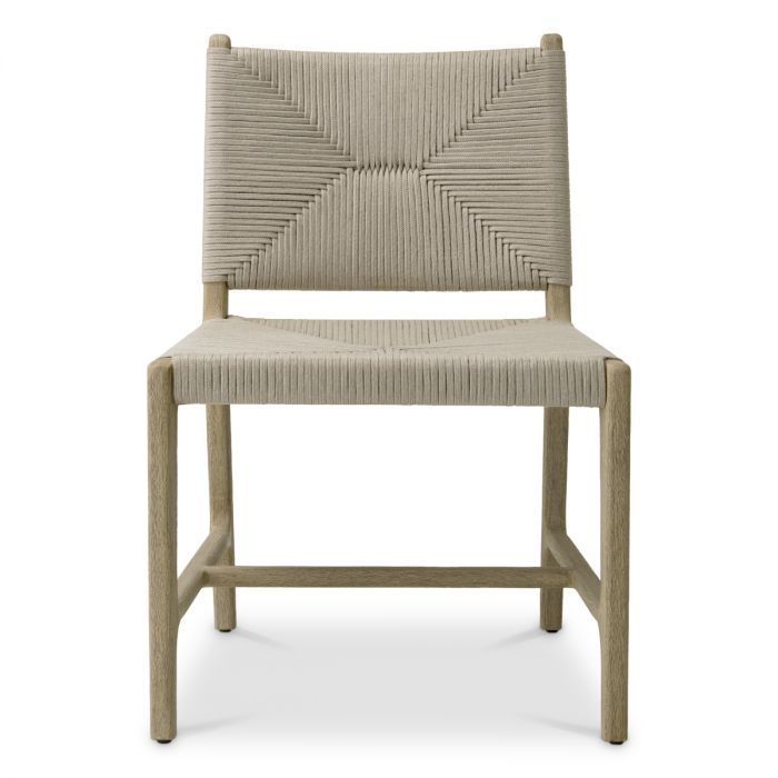 Outdoor Dining Chair Pivetti aged teak light grey rope