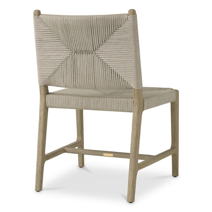 Outdoor Dining Chair Pivetti aged teak light grey rope