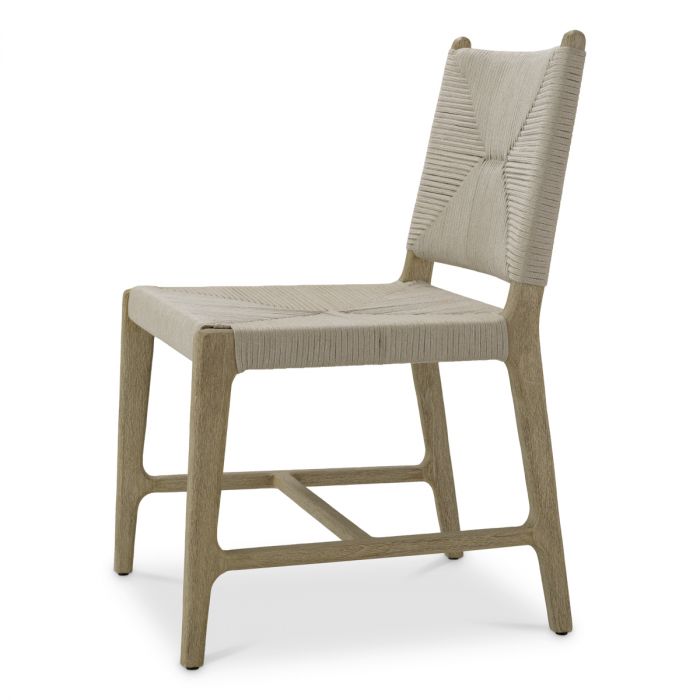 Outdoor Dining Chair Pivetti aged teak light grey rope