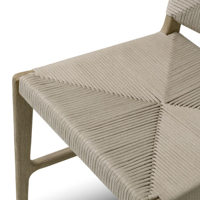 Outdoor Dining Chair Pivetti aged teak light grey rope
