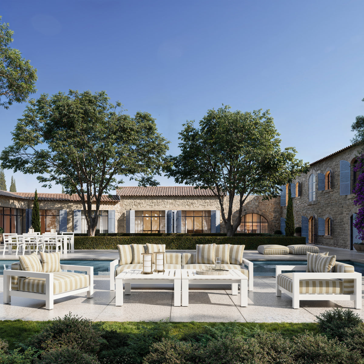 Beige Stripes Outdoor Pouf Relax | Eichholtzmh.com