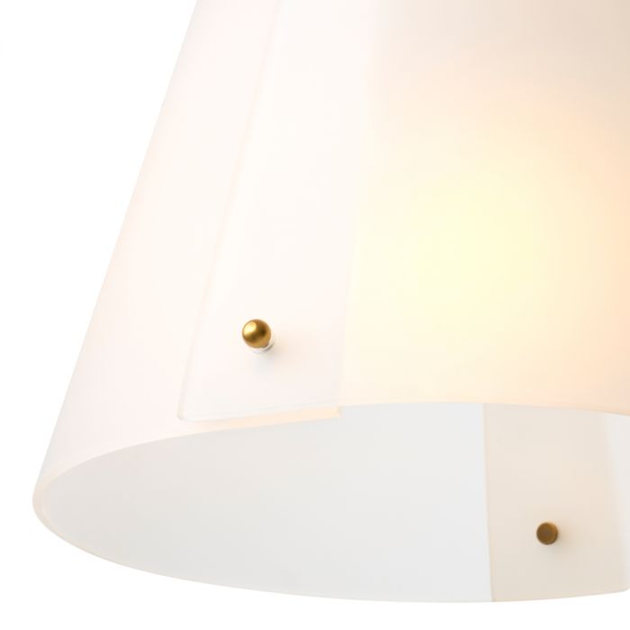 Pendant Trianon antique brass finish white glass
