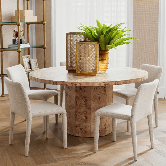 Dining Table Kingsgrove light brown mappa burl wood veneer