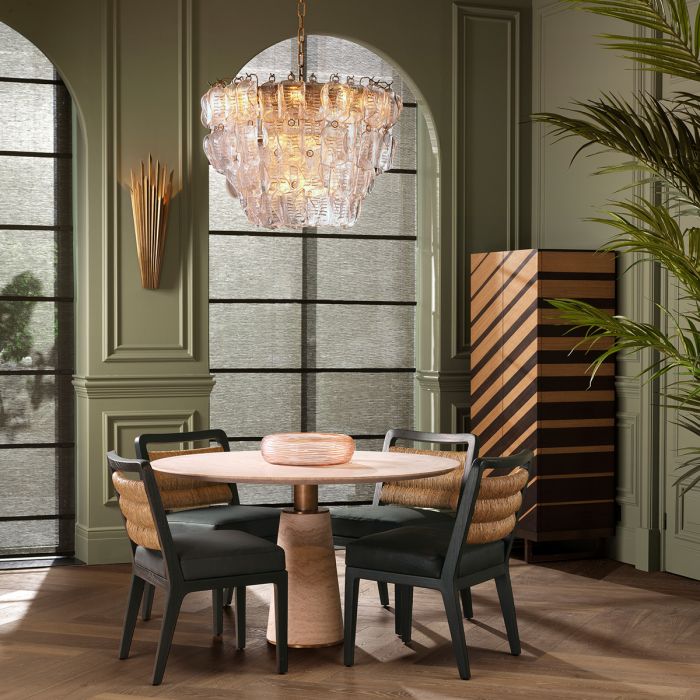 Dining chair Luberon classic black finish black leather