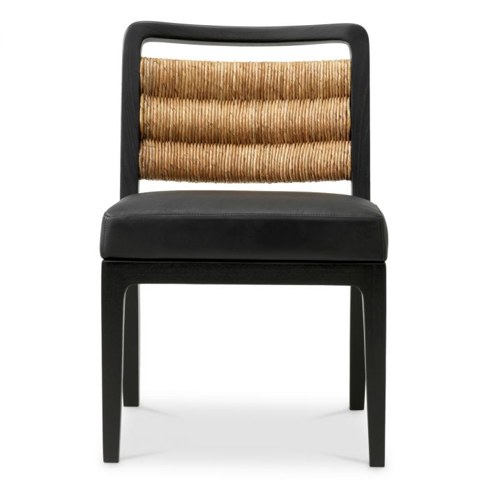 Dining chair Luberon classic black finish black leather