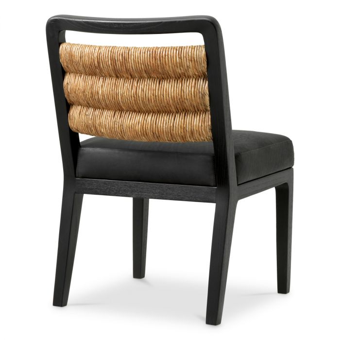 Dining chair Luberon classic black finish black leather