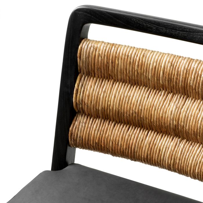 Dining chair Luberon classic black finish black leather