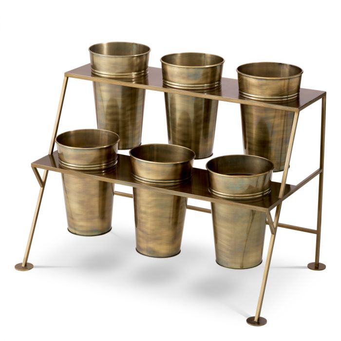 Display Rack Maison des Fleurs vintage brass finish incl 6 buckets