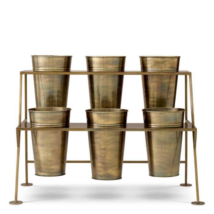 Display Rack Maison des Fleurs vintage brass finish incl 6 buckets