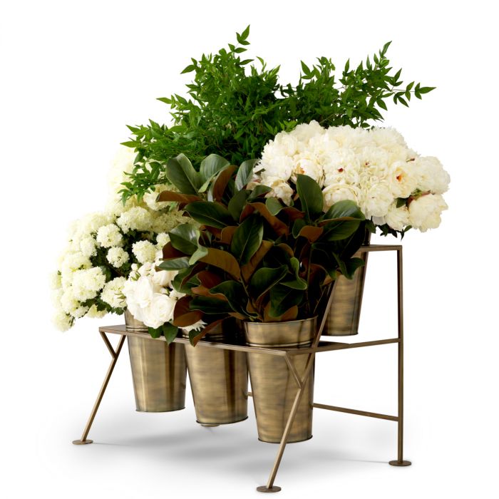 Display Rack Maison des Fleurs vintage brass finish incl 6 buckets