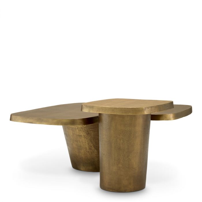 Coffee Table Pierro vintage brass finish set of 2