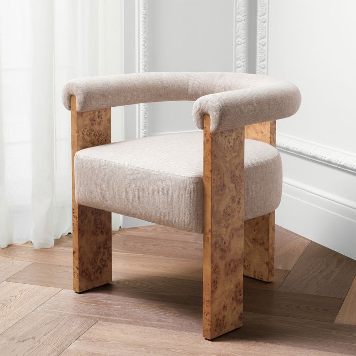 Dining Chair Percy light brown mappa burl veneer loki natural