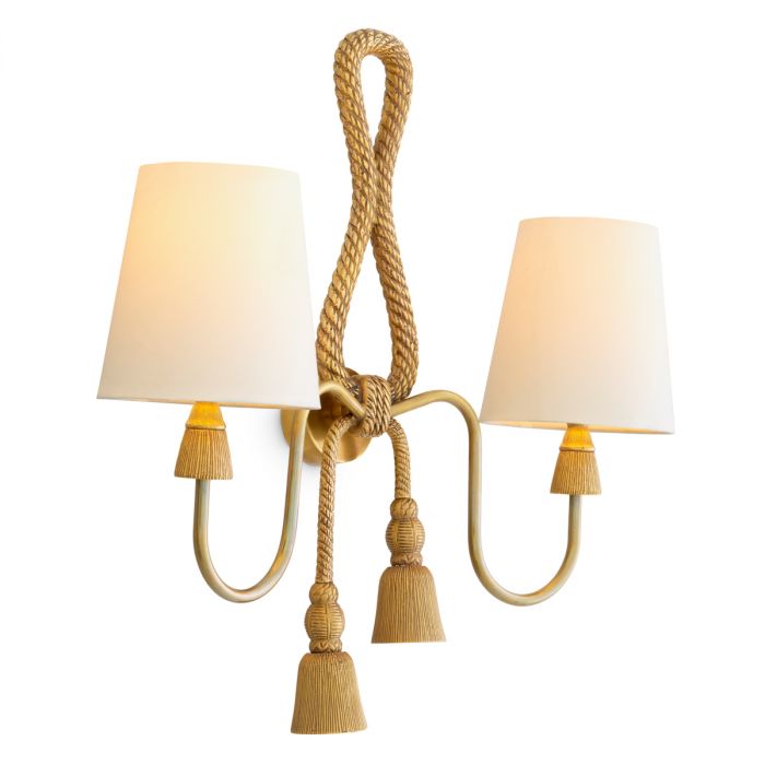 Wall Lamp Tropez vintage brass finish incl shades