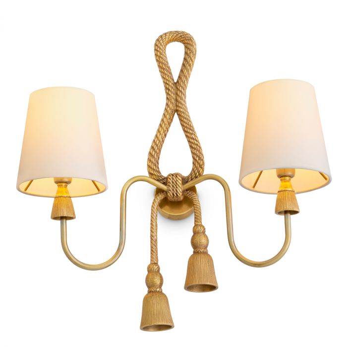 Wall Lamp Tropez vintage brass finish incl shades