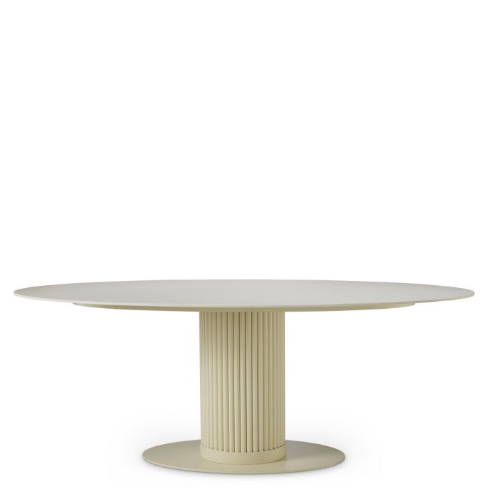 Outdoor Dining Table Volterra Oval sand finish cream ceramic