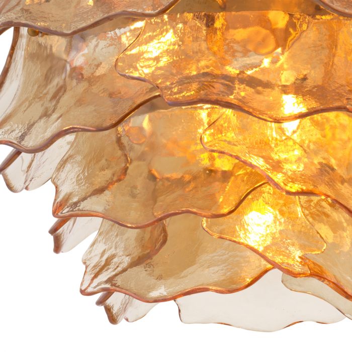 Chandelier Clarendon antique brass finish champagne coloured glass