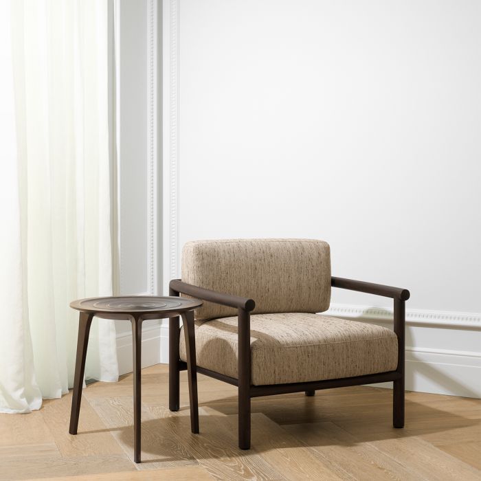 Chair Ombria mocha mahogany wood beckett beige
