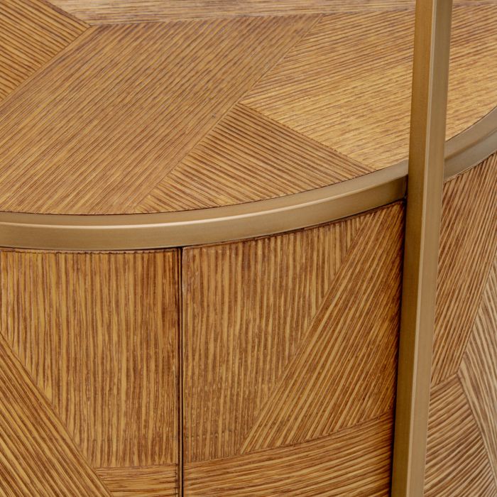 Nightstand Velutto caramel carved oak veneer brushed brass finish