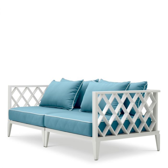 Outdoor Sofa Ocean Club S white sunbrella mineral blue