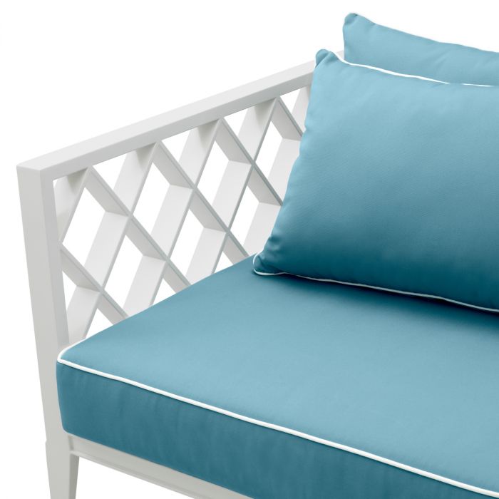 Outdoor Sofa Ocean Club S white sunbrella mineral blue