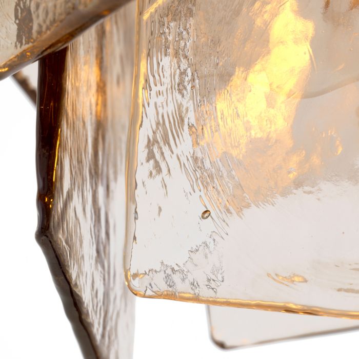 Chandelier Biltmore antique brass finish light smoke glass