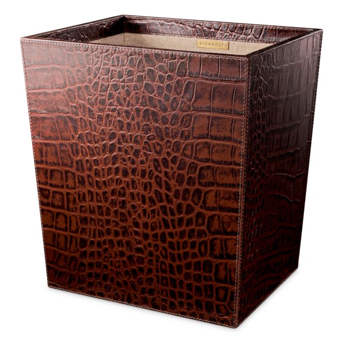 Desk Set Scaleo croco embossed antique brown leather set of 3