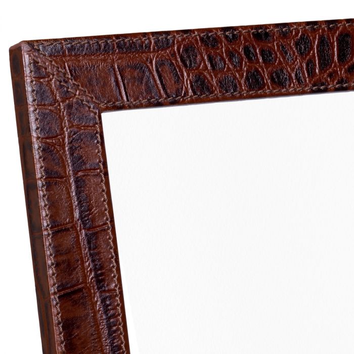 Picture Frame Scaleo croco embossed antique brown leather set of 2